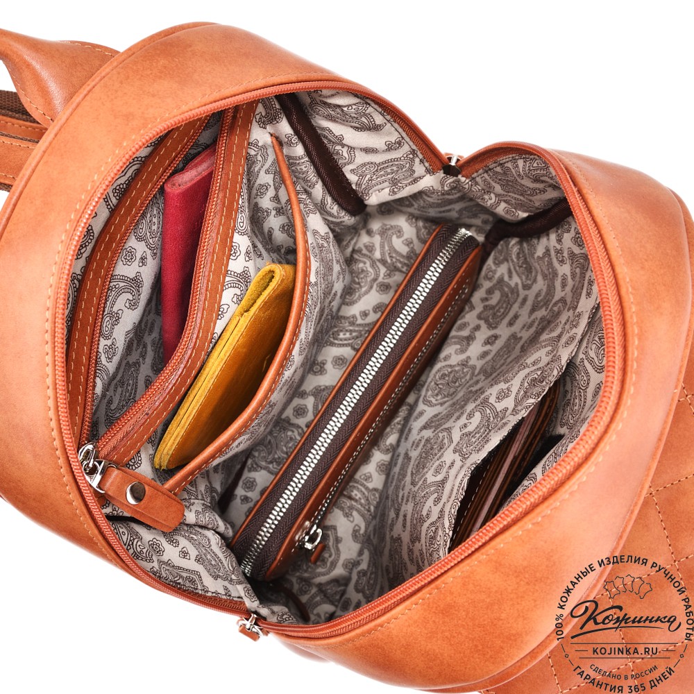 Женский кожаный рюкзак "Гермиона" (рыжий)